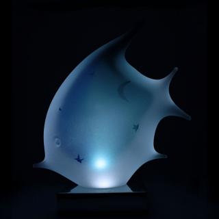 Skleněná lampa - ryba LF Barva: AQUA - modrá a tyrkysová, Výška: 17 cm