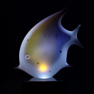 Skleněná lampa - ryba LF Barva: ELEGANT - ametyst a zlatý topaz, Výška: 17 cm