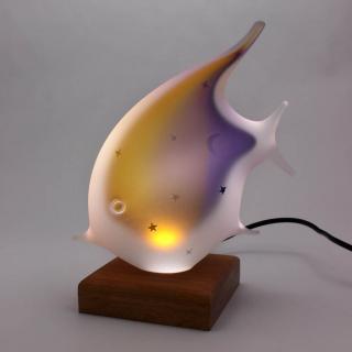 Skleněná lampa - ryba LF Barva: ELEGANT - ametyst a zlatý topaz, Výška: 27 cm