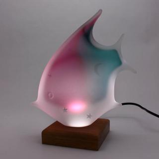 Skleněná lampa - ryba LF Barva: FLOWER - růžová a tyrkysová, Výška: 27 cm