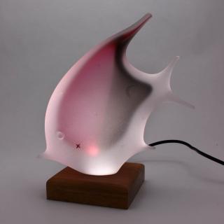 Skleněná lampa - ryba LF Barva: LOVE - růžová a kouřově černá, Výška: 27 cm