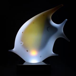 Skleněná lampa - ryba LF Barva: TIGER - zlatý topaz a kouřově černá, Výška: 17 cm