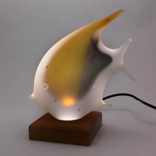 Skleněná lampa - ryba LF Barva: TIGER - zlatý topaz a kouřově černá, Výška: 27 cm