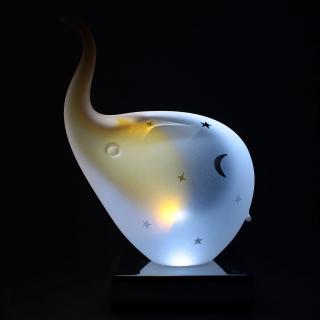 Skleněná lampa - slon Barva: TIGER - zlatý topaz a kouřově černá, Výška: 17 cm