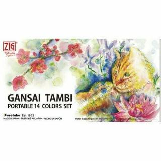 Cestovní sada 14ks akvarelových barev Gansai Tambi Kuretake (Portable set)