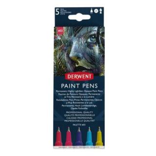 Paint pens sada fixů č.3 Derwent 5ks  (umělecké barevné  popisovače/fixy)