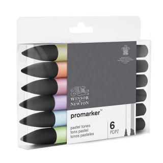 Promarker fixy 6ks pastelové odstíny Winsor and Newton (umělecké fixy na lihové bázi)