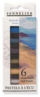 Sada 6 suchých polov. pastelů tóny mořského pobřeží Sennelier (poloviční velikosti )