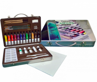 Sada akrylových barev Studio Acrylic v kovovém kufříku Pebeo (12x12ml, 5x20ml + příslušenství)