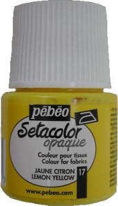 Setacolor Opaque č.17 citrónově žlutá  45ml Pebeo (barva na textil zažehlovací)