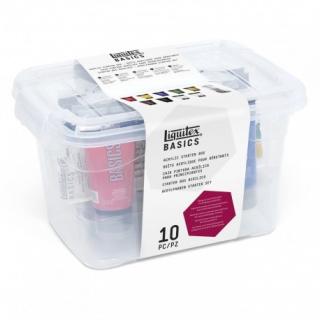 Starter box Liquitex basic akryl 9x75ml + sada štětců (sada akrylových barev v plastovém boxu)