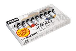 Studio Acrylic sada+štětec 10x20ml PEBEO