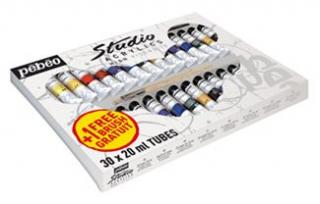 Studio Acrylic sada+štětec 30x20ml PEBEO