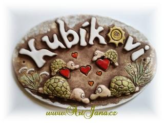 Cedulka jmenovka keramická ( cedulka z keramiky želvy)
