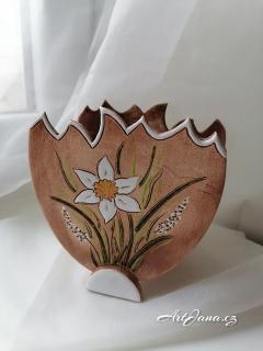 Keramická nádoba ve tvaru skořápky (dekorační, velikonoční, plochá)