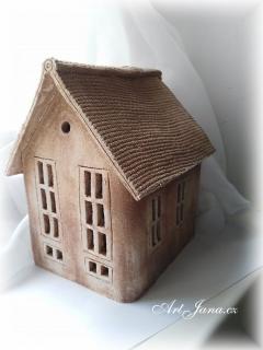 Keramický domek na svíčku 11x13,5x18 cm (domeček nejen do zahrady)