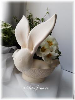 Keramický zajíček miska neglazovaný  (velikonoční zajíček)