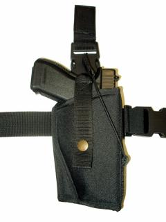 Pouzdro na pistoli s dvojím jištěním stehenní Černé - Gen.2 (Stehenní pouzdro na zbraň)