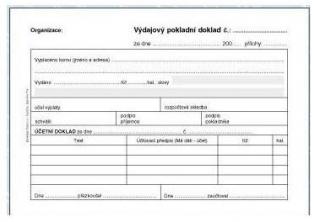 Výdajový pokladní doklad varianta: nepropisovací ET050