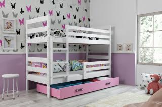 BMS Group Dětská patrová postel Eryk - Bílá/růžová - 160x80