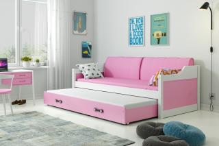 BMS Group Dětská postel David 200x90 - Bílá/růžová