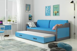 BMS Group Dětská postel David 200x90- Grafit/modrá