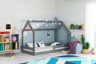 BMS Group Dětská postel Domek 1 160x80 Grafit (postel ve tvaru domečku)