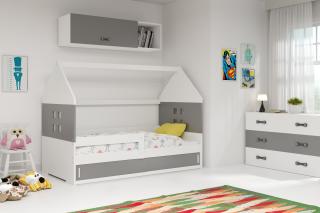 BMS Group Dětská postel Domi 1 - 160x80 Bílá/grafit (postel ve tvaru domečku)
