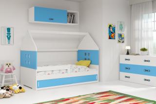 BMS Group Dětská postel Domi 1 - 160x80 Bílá/modrá (postel ve tvaru domečku)