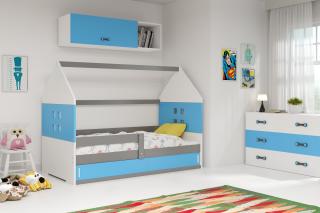 BMS Group Dětská postel Domi 1 - 160x80 Grafit/modrá (postel ve tvaru domečku)