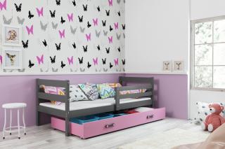 BMS Group Dětská postel Eryk 1 - Grafit/růžová - 200x90
