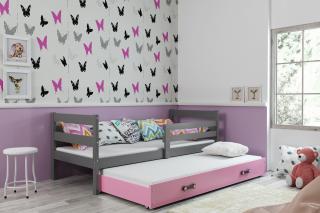 BMS Group Dětská postel Eryk 2 - Grafit / růžová - 190x80
