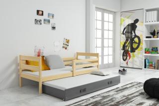 BMS Group Dětská postel Eryk 2 s přistýlkou - Borovice / grafit - 190x80