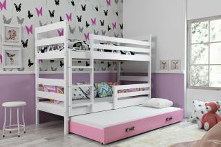 BMS Group Dětská postel Eryk 3 - Bílá/růžová - 190x80