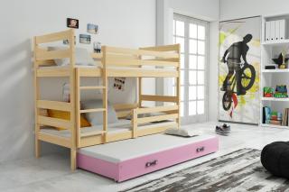 BMS Group Dětská postel Eryk 3 - Borovice / růžová - 160x80