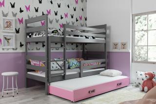 BMS Group Dětská postel Eryk 3 - Grafit/růžová 160x80