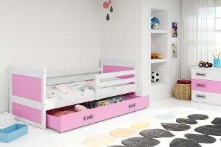 BMS Group Dětská postel Rico 1 Bílá/růžová 200x90