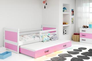 BMS Group Dětská postel s přistýlkou Rico 2 Bílá /růžová 200x90