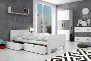 BMS Group Dětská postel se šuplíky Arek 200x80 Bílá/bílá (rošt + matrace Zdarma)