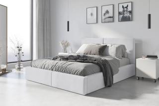 BMS Group Postel se zvedacím roštem Hilton 140x200 Bílá - s matrací 9cm (nosnost postele 400kg)
