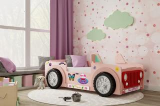 Dětská postel Jeep Pink 190x90 (rošt + matrace Zdarma)