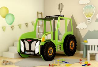 Dětská postel Traktor zelený 180x90cm (rošt + matrace Zdarma)