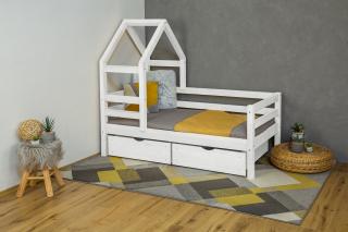 MAXIDO Dětská domečková postel  Dora - dva šuplíky 200x140 bílá (Český výrobek)