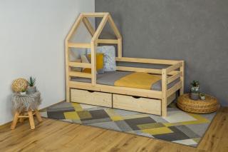 MAXIDO Dětská domečková postel  Dora - dva šuplíky 200x140 přírodní (Český výrobek)