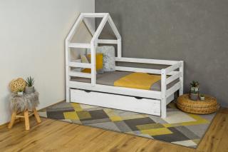 MAXIDO Dětská domečková postel  Dora - jeden šuplík 200x140 bílá (Český výrobek)