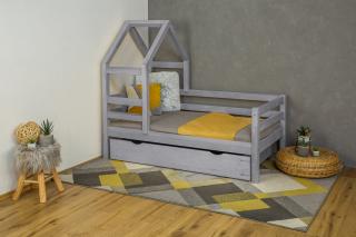 MAXIDO Dětská domečková postel  Dora s přistýlkou 160x80 šedá (Český výrobek)