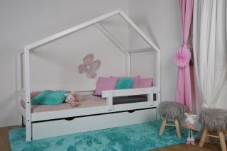 MAXIDO Dětská postel domeček Dita - jeden šuplík 200x90 bílá (Český výrobek)