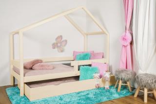 MAXIDO Dětská postel domeček Dita s přistýlkou 180x80 přírodní (Český výrobek)