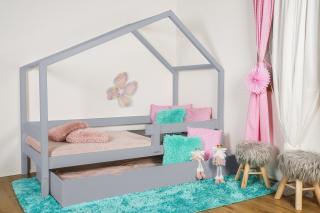 MAXIDO Dětská postel domeček Dita s přistýlkou 180x80 šedá (Český výrobek)