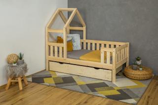 MAXIDO Dětská postel domeček Zara s přistýlkou 160x80 přírodní (Český výrobek)